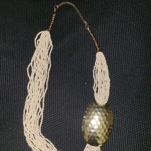 Gold and Cream Beaded Necklace